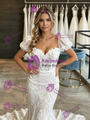 Sexy White Mermaid Lace Puff Sleeve Wedding Dress