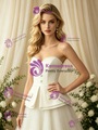 A-Line Ivory Tulle Strapless Bow Wedding Dress