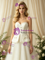 A-Line Ivory Tulle Strapless Bow Wedding Dress