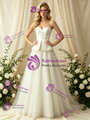 A-Line Ivory Tulle Strapless Bow Wedding Dress