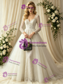 Long Sleeve Sequins V-neck Wedding Dress