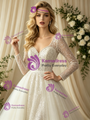 Long Sleeve Sequins V-neck Wedding Dress