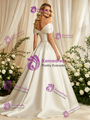 Ivory Satin Off The Shoulder Pleats Wedding Dress