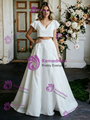 White Satin Two Piece Wedding Dress