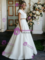White Satin Two Piece Wedding Dress