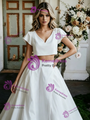 White Satin Two Piece Wedding Dress