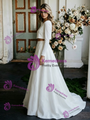 White Satin Long Sleeve Two Piece Wedding Dress