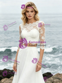 White Two PIece Short Sleeve Lace Wedding Dress