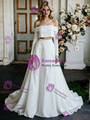 White Satin Two Piece Off The Shoulder Wedding Dress