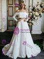 White Satin Two Piece Off The Shoulder Wedding Dress