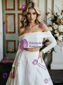 White Satin Two Piece Off The Shoulder Wedding Dress