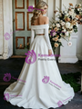White Satin Two Piece Off The Shoulder Wedding Dress