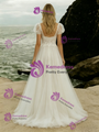 White Tulle Lace Puff Sleeve Wedding Dress