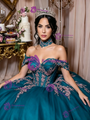 Blue Tulle Off the Shoulder Appliques Quinceanera Dress