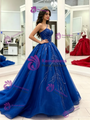 Blue Tulle Sequins Quinceanera Dress