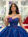 Blue Tulle Sequins Quinceanera Dress