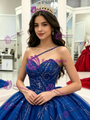 Blue Tulle Sequins Quinceanera Dress
