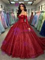 Long Sleeve Sequins Off the Shoulder Quinceanera Dress