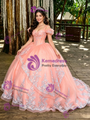 Orange Tulle Appliques Straps Prom Dress