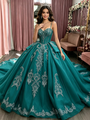 Spaghetti Straps Appliques Quinceanera Dress
