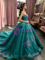 Spaghetti Straps Appliques Quinceanera Dress