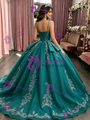 Spaghetti Straps Appliques Quinceanera Dress