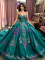 Spaghetti Straps Appliques Quinceanera Dress