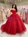 Red Tulle Off the Shoulder Quinceanera Dress