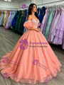Oragne Tulle Puff Sleeve Appliques Quinceanera Dress