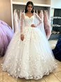 White Tulle Straps Appliques Quinceanera Dress