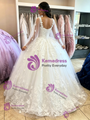 White Tulle Straps Appliques Quinceanera Dress