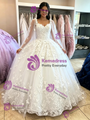 White Tulle Straps Appliques Quinceanera Dress