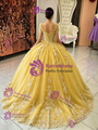 Yellow Tulle Appliques Quinceanera Dress