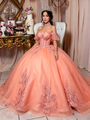 Oragne Tulle Off the Shoulder Appliques Quinceanera Dress
