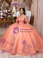 Oragne Tulle Off the Shoulder Appliques Quinceanera Dress