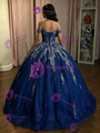 Navy Blue Tulle Appliques Quinceanera Dress