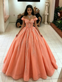 Orange Tulle Off the Shoulder Quinceanera Dress