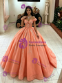 Orange Tulle Off the Shoulder Quinceanera Dress