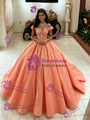 Orange Tulle Off the Shoulder Quinceanera Dress
