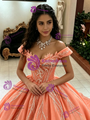 Orange Tulle Off the Shoulder Quinceanera Dress