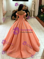 Orange Tulle Off the Shoulder Quinceanera Dress