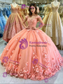 Orange Tulle Off the Shoulder Appliques Quinceanera Dress