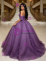 Purple Tulle Off the Shoulder Quinceanera Dress