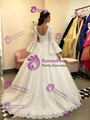 White Tulle Long Sleeve Appliques Quinceanera Dress