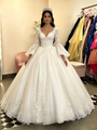 White Tulle Long Sleeve Appliques Quinceanera Dress