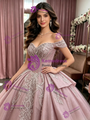 Pink Tulle Off the Shoulder Appliques Quinceanera Dress