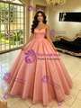 Orange Tulle Spaghetti Straps Quinceanera Dress