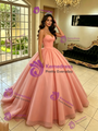Orange Tulle Spaghetti Straps Quinceanera Dress