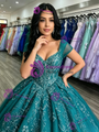 Blue Tulle Lace Appliques Quinceanera Dress