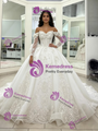 White Tulle Long Sleeve Appliques Quinceanera Dress